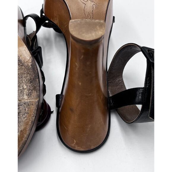 Marni Designer Chunky Wooden Heel lucite flowers Platforms Retro sz 37/6.5 - Picture 11 of 14